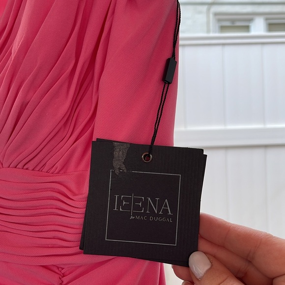 Ieena x Mac Duggal - Candy Pink Jersey Sleeveless Side Ruched Slit Gown Size 4 - Picture 16 of 17